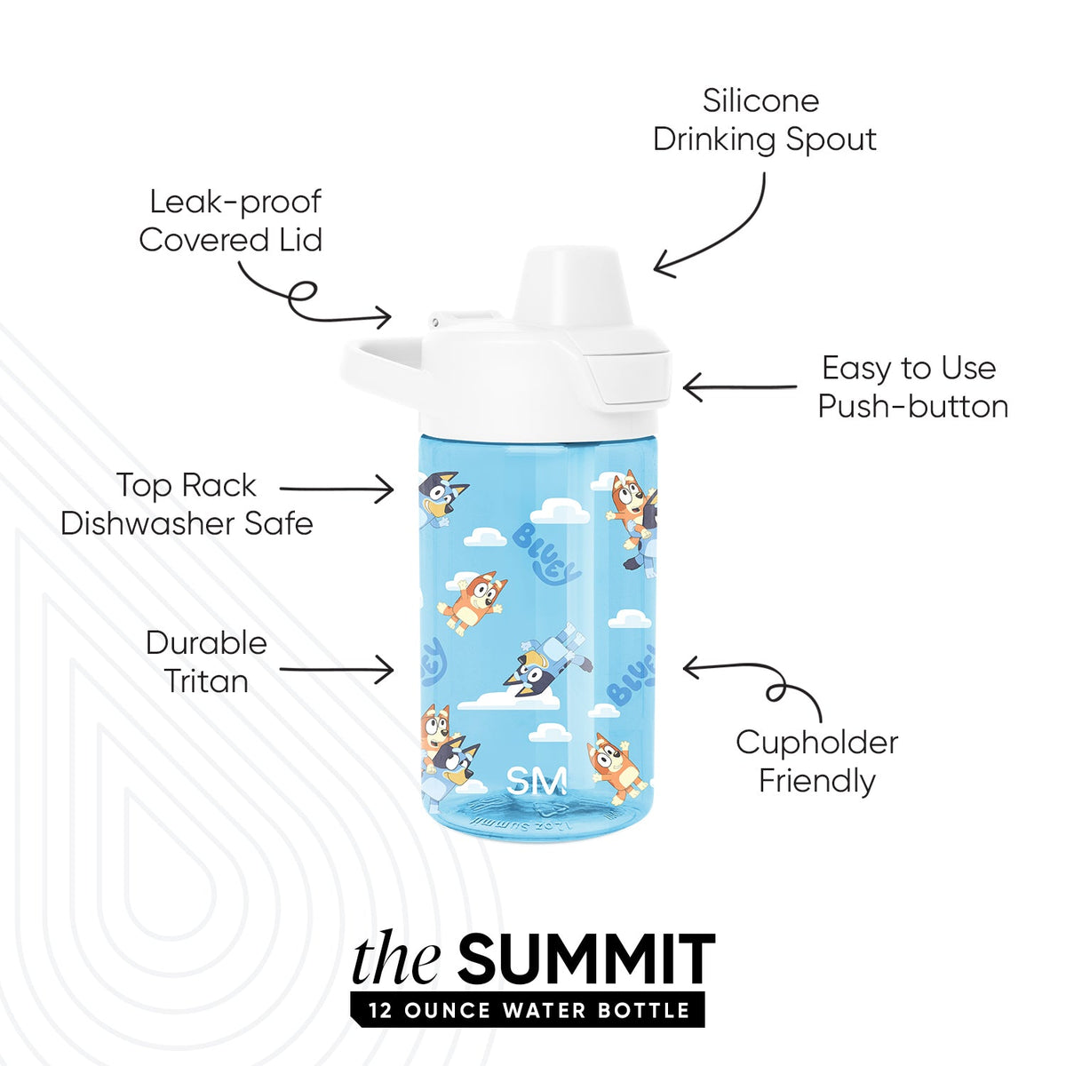 Summit Kids Plastic Water Bottle with Simple Flip Straw Lid